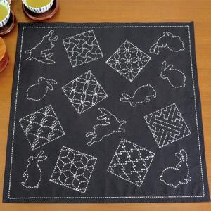 Olimpas Silk Sashiko Kit Multi-Purpose Cloth Rabbit and Traditional Pattern SK314