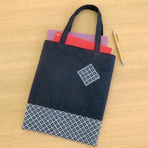 Olimpas Silk Sashiko Kit: One-Stitch Mini Bag, Navy Blue SK-323