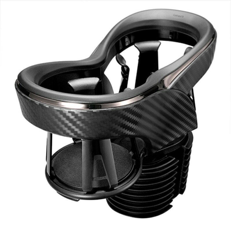 CARMATE Car Drink Holder Quattro X Twin Cup Holder Carbon-Style Chrome Plating DZ412