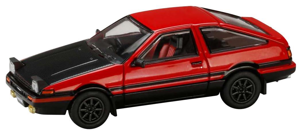 HJ64 1/64 Toyota Sprinter Trueno GT APEX (AE86) JDM Style Carbon Fiber Hood Red/Black Ready-to-Display