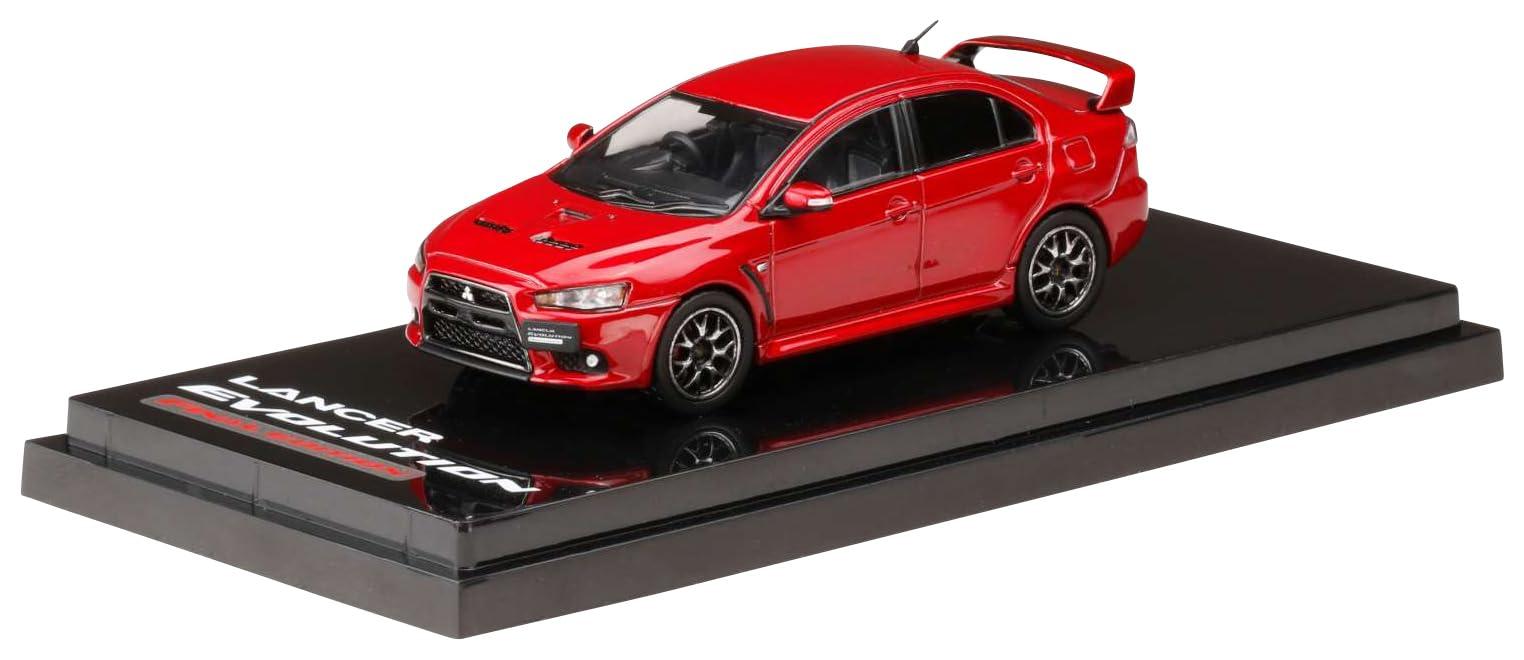 HJ64 1/64 Mitsubishi Lancer Evolution X FINAL EDITION with Engine Display Model, Red Metallic, Ready-to-Display