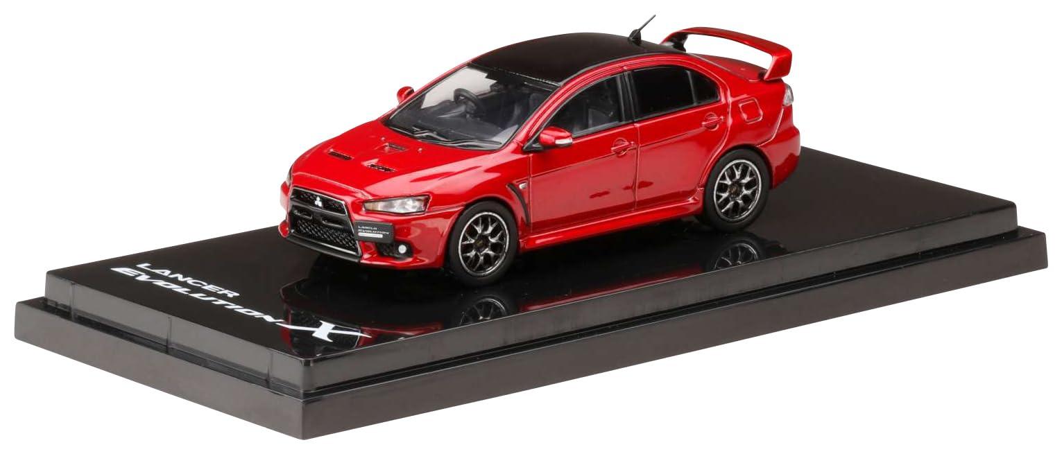 HJ64 1/64 Mitsubishi Lancer Evolution X FINAL EDITION with Engine Display Model Red Metallic/Black Roof Completed Model