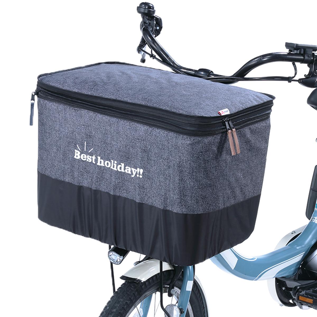 Kawasumi Manufacturing Co., Ltd. Bicycle Two-Tier Front Basket Cover Denim Pattern (Wide Type) KW-557CG Charcoal Gray