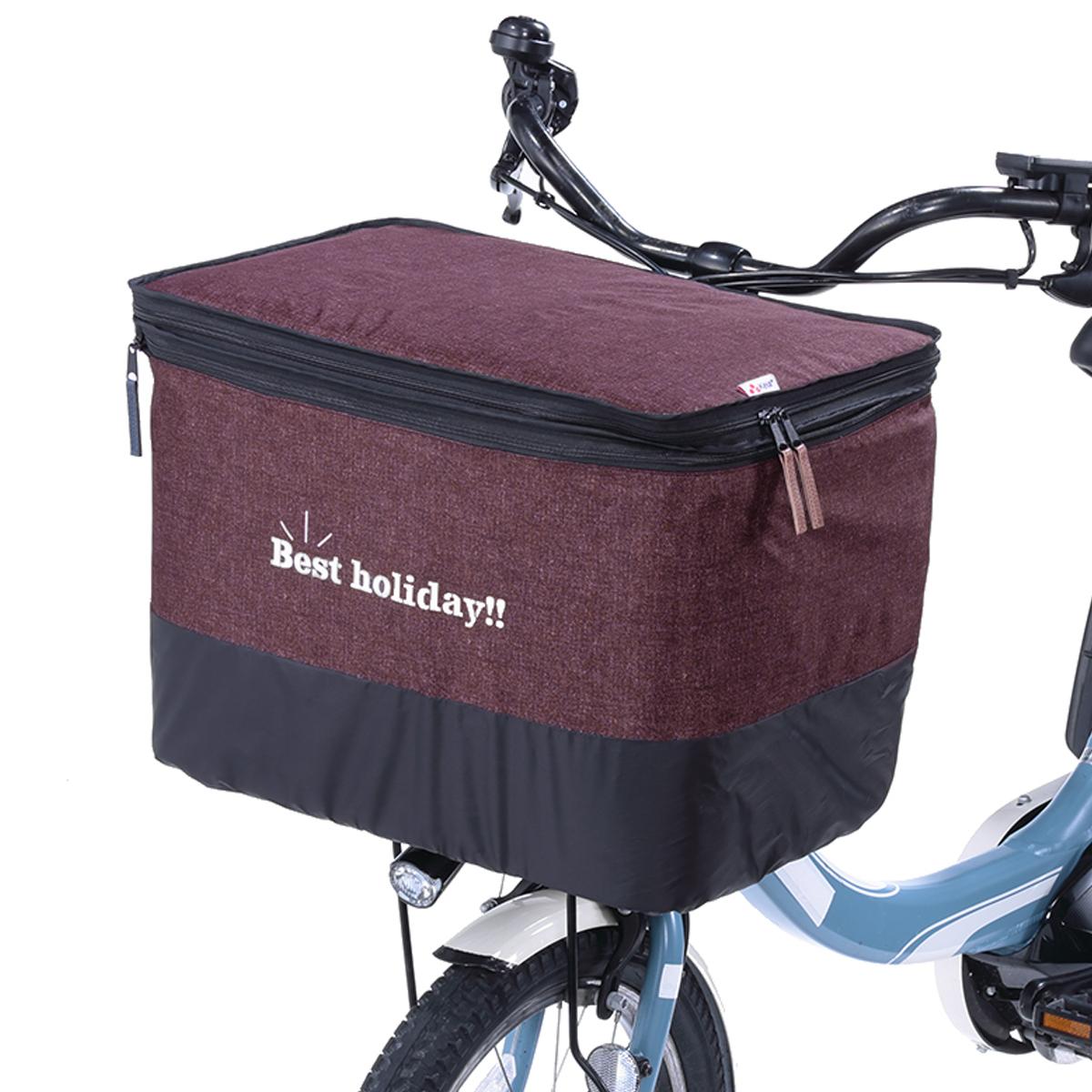 Kawasumi Manufacturing Co., Ltd. Bicycle Two-Tier Front Basket Cover Denim Pattern (Wide Type) KW-557WR Wine Red