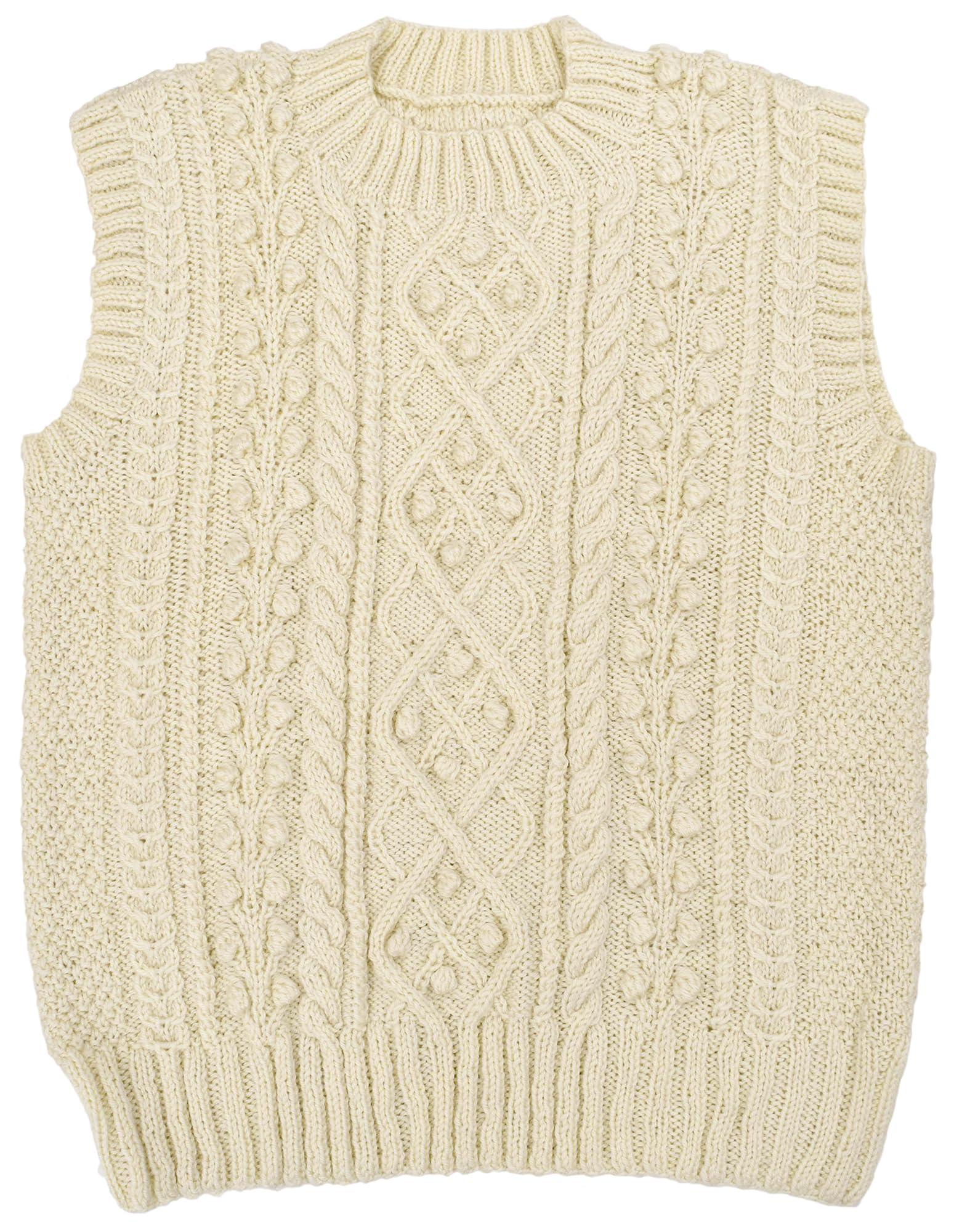 NASKA Knitting Kit: Raspberry Berry Vest (Using Everyday Alpaca) White Tone KT-1