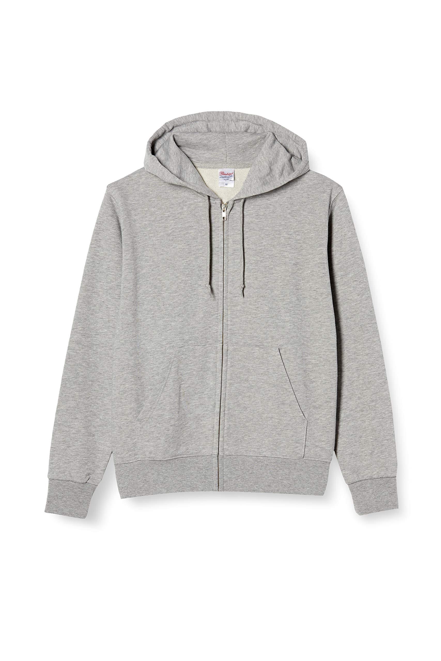 [Printstar] Sweatshirt 9.7oz Brushed Standard Double Hooded Zip Pullover 00189-NNZ Men's Heather Gray L (Equivalent to Japanese Size L)