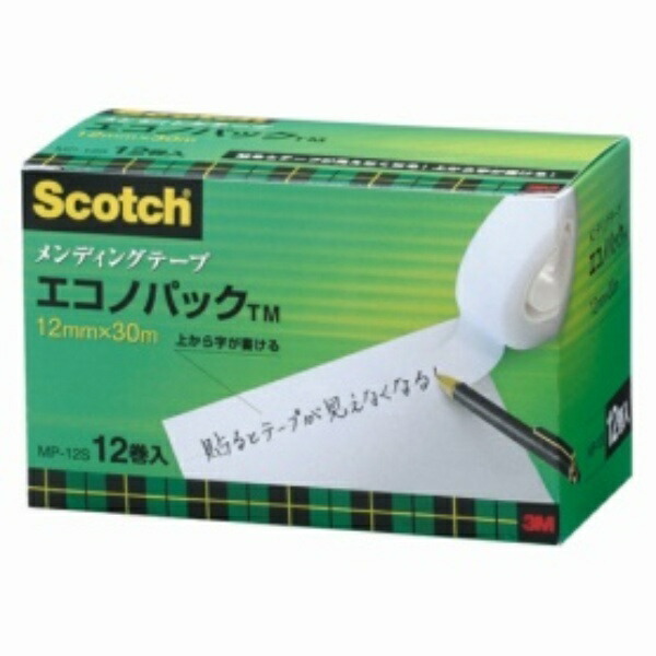 3M Scotch Tape Mending Tape 12mm x 30m Small Roll, 12 Rolls MP-12S