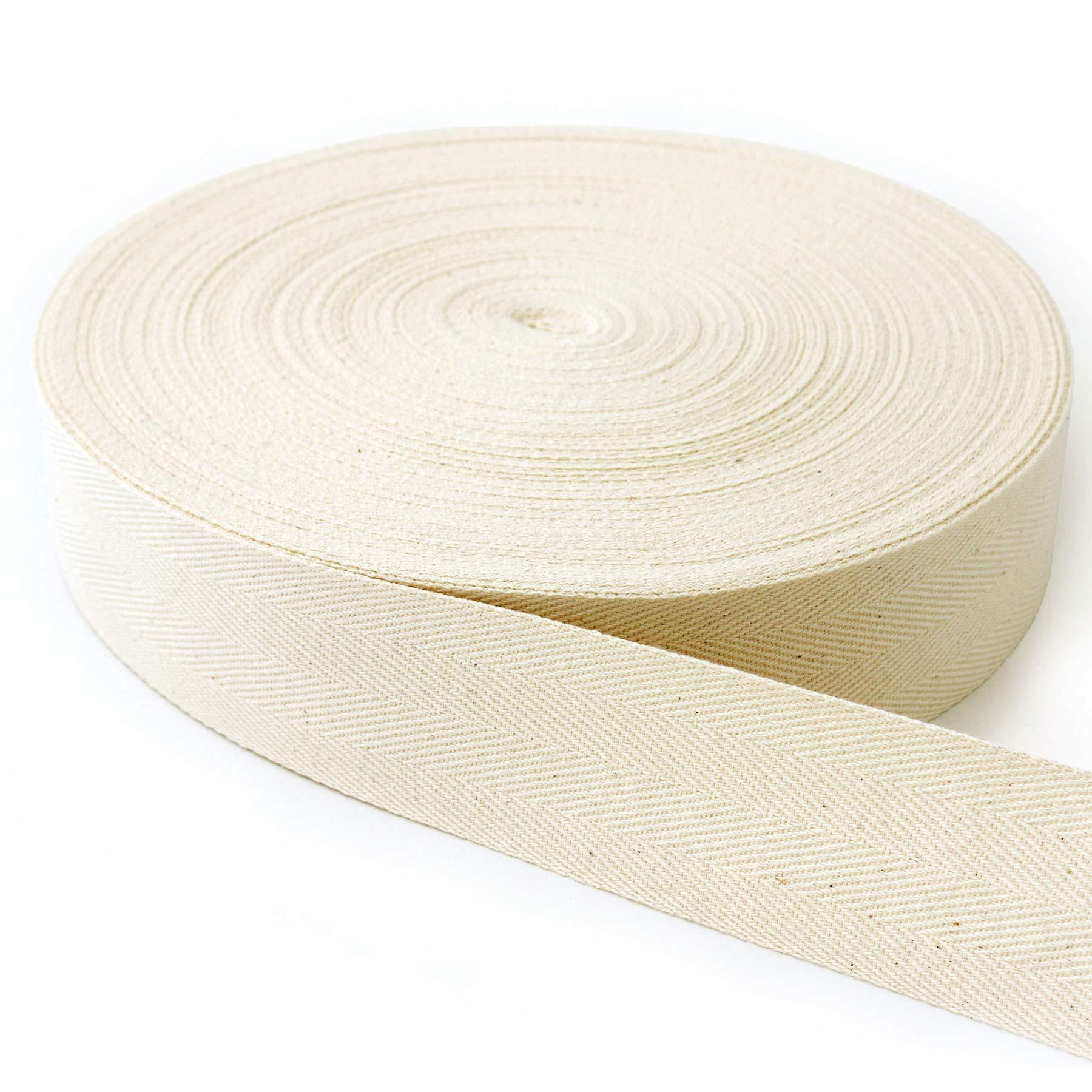 Nippon Chuko Cotton Twill Tape (100% Cotton) 50mm Width × 50m Roll Natural Color Craft Supplies Tape Twill Tape