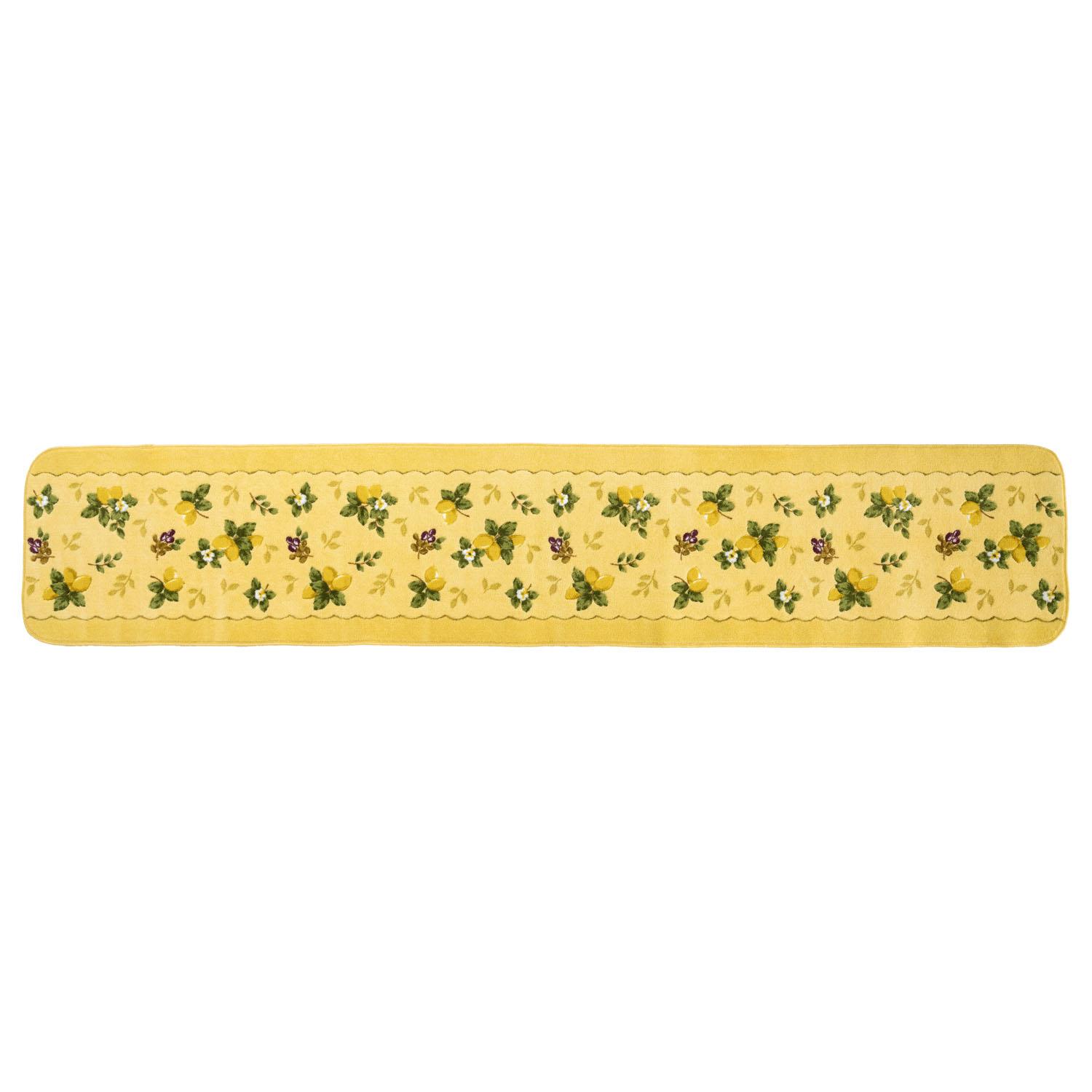 OKA Provence Ciel Kitchen Mat Approx. 45 x 240 cm Yellow Made in Japan Antibacterial Deodorant Treatment Non-Slip Washable Kitchen Mat 240
