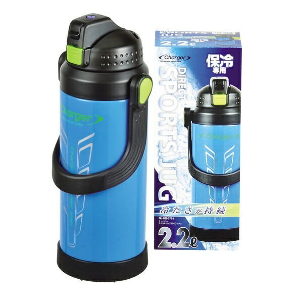 Pearl Metal Water Bottle 2.2L Direct Drink Double Sports Jug 2200 Cyan Sport Charger HB-3751
