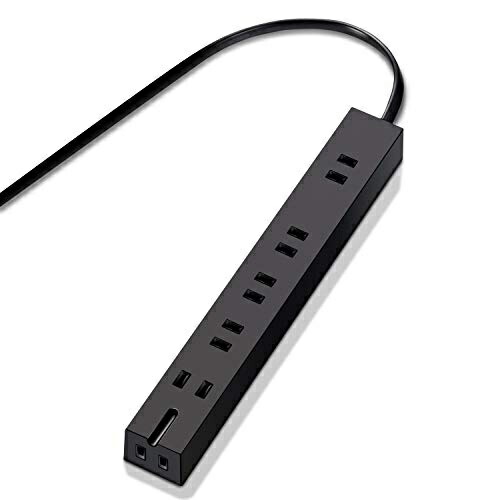 ELECOM Power Strip with Magnet, Strong, 1m, 6 Outlets (Including 1 3-Pin), Black T-KM01-2610BK