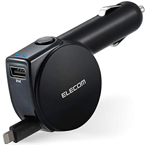 ELECOM Car Charger Cigarette Lighter Socket 24W Lightning Cable Integrated Lightning 90cm USB-A ×1 Black MPA-CCL04BK