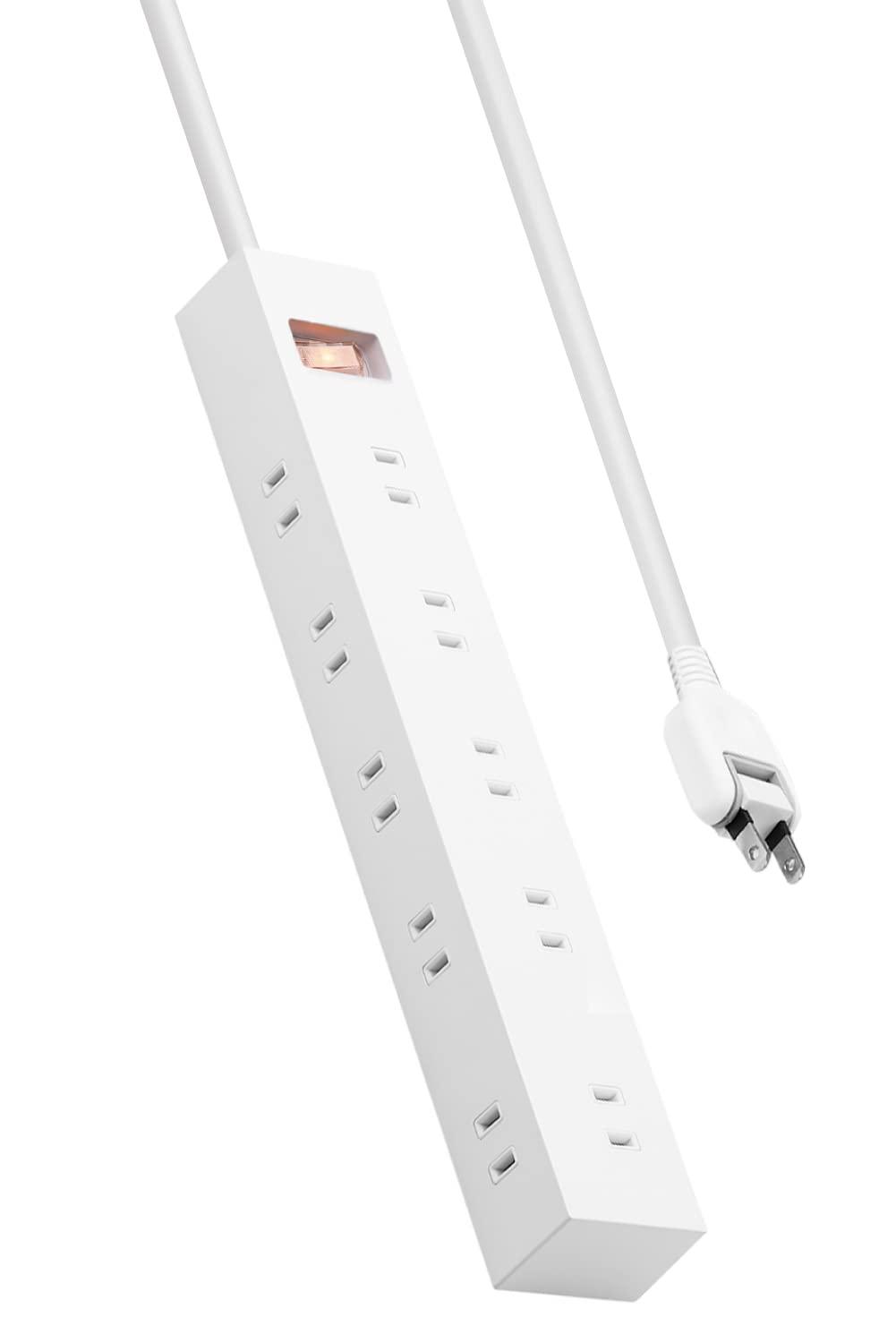ELECOM Power Strip with Surge Protector, 10 Outlets, Dual-Panel Design, 3m Cord, Magnetic, Dust Shutters, Swing Plugs, Master Switch, Compact, White ECT-1530WH