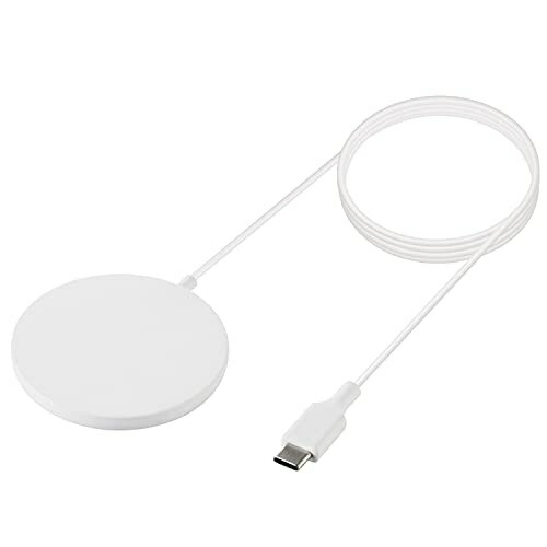 ELECOM Wireless Charger with Built-in Magnet 7.5W Integrated Cable (1m) White W-MA02WH
