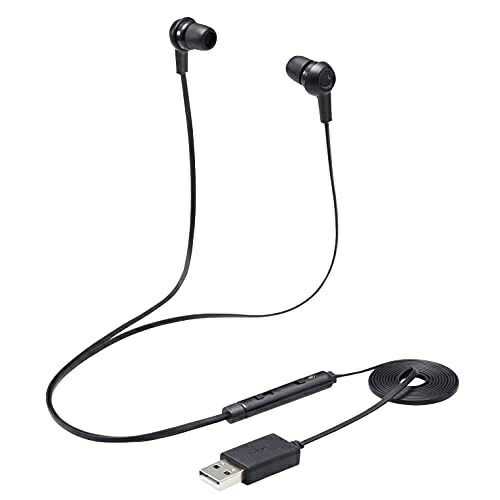 ELECOM Headset Wired Earphone Microphone USB Connection Stereo Black HS-EP17UBK