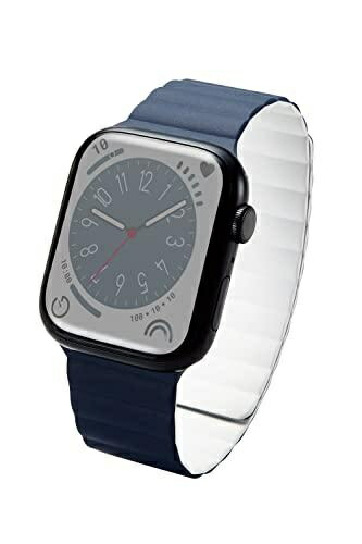 [ELECOM] Apple Watch Band Silicone Magnetic Easy Attachment Navy × White AW-45BDMAGNV