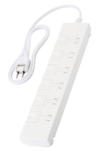 ELECOM Power Strip with Surge Protector, 6 Outlets, 1m Easy Release Tap, Polarity Compatible, Dust Shutters, Swing Plugs, White T-KF07-2610WH