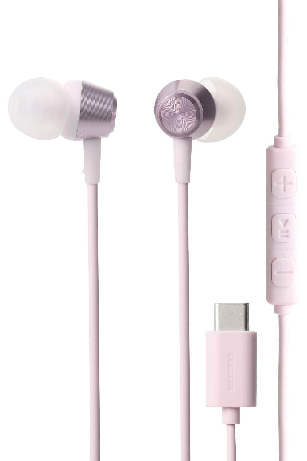 ELECOM Earphones Type-C Wired Canal-Type High-Durability Cable Resistant to Breakage No Audio-Video Lag [Compatible with iPhone 16e / 16 Series] Pink EHP-DF14CMPN
