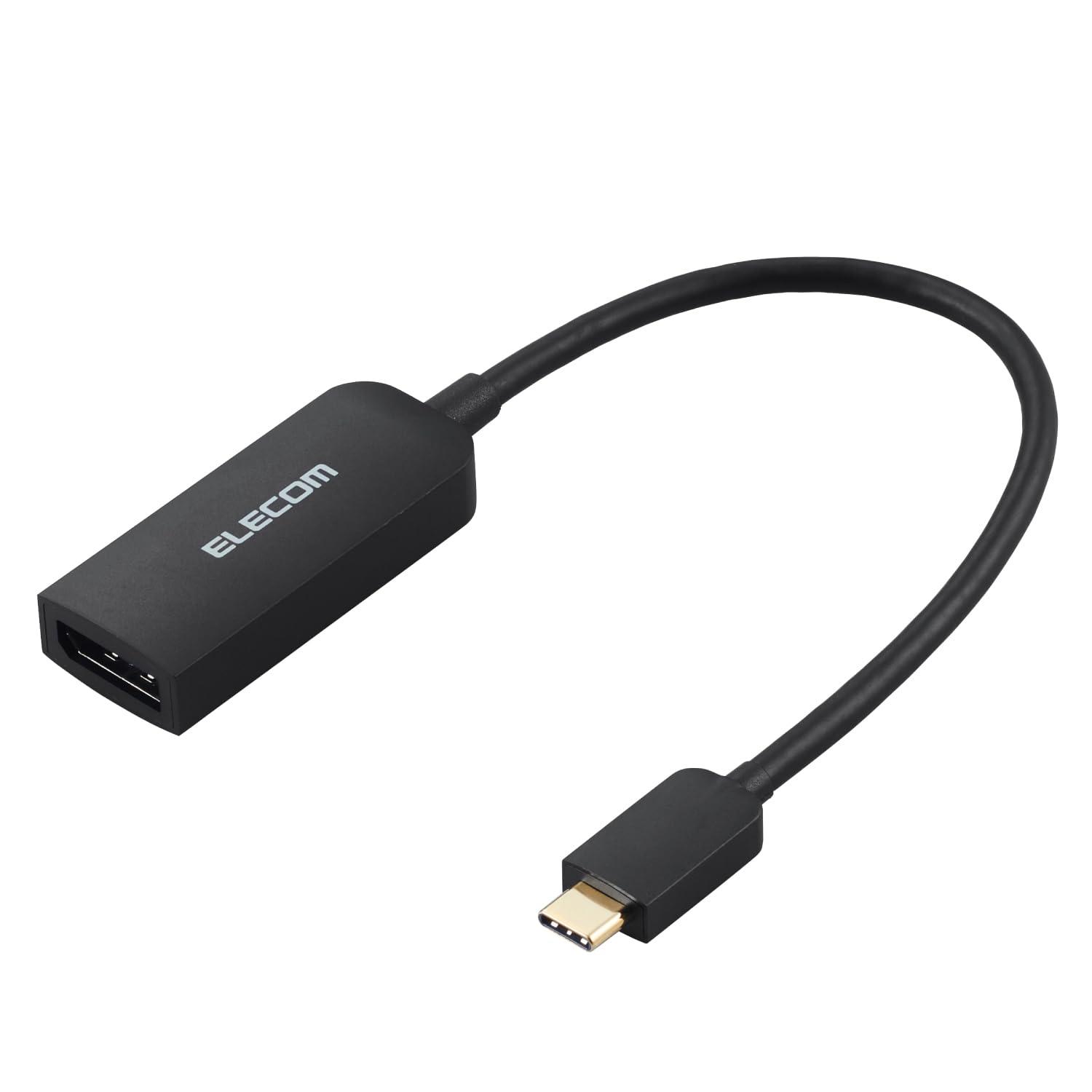 ELECOM USB-C Adapter Type-C to DisplayPort 4K (3840×2160px)/60Hz Multi-Display Mirroring 0.15m Cable  Black  AD-CDPBK3