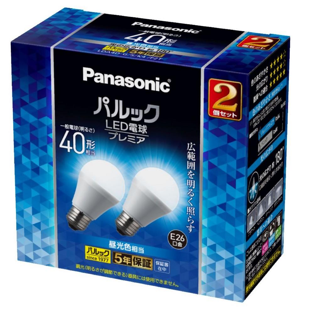 Panasonic LED Bulb Premier E26 Base 40W Equivalent Bulb 2-Pack Daylight Color Equivalent (4.2W) General Bulb Wide Beam Type Sealed Fixture Compatible LDA4DGSK4F2T