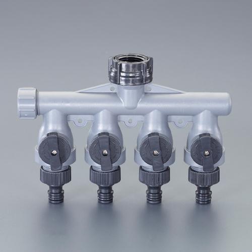 Four-way connector with cock