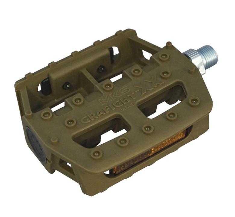 Mikashima (MKS) Bicycle Pedal GRAFIGHT-XX (Graphite-XX) 9/16-inch Axle Khaki