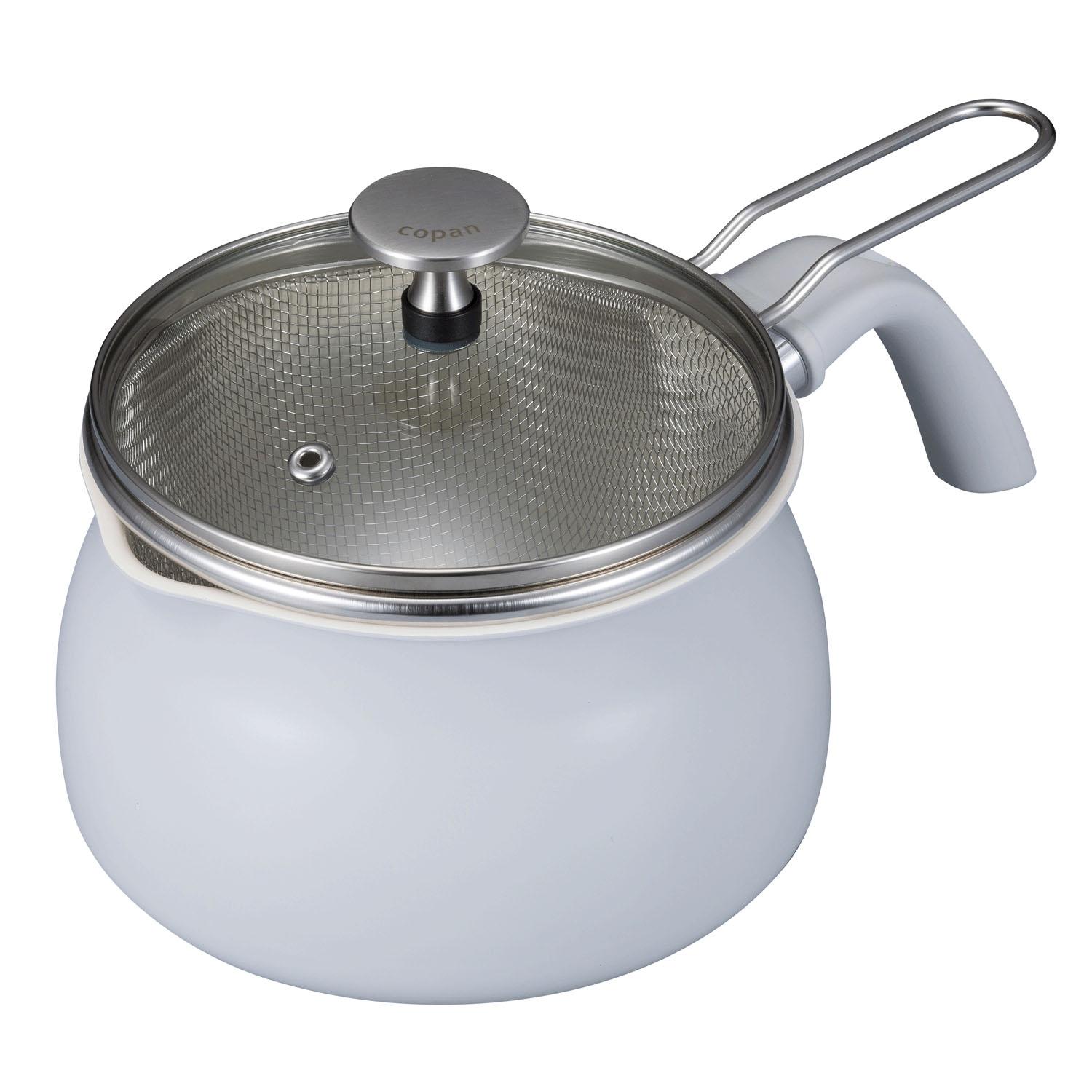 C-B Japan Multi-Purpose Pot 1.8L IH Compatible Gray [Includes Dedicated Strainer and Glass Lid] Ceramic-Coated Interior Multi-Purpose Pot with Strainer 1.8L copan