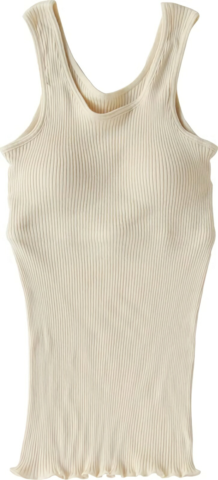 [Seamless] Organic Cotton Ribbed Cup Tank Top Off-White