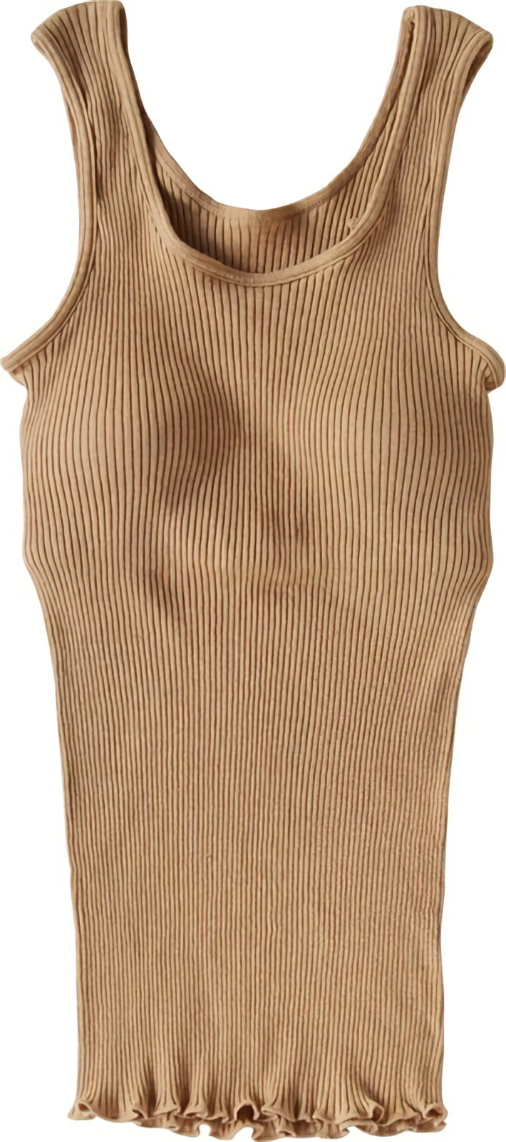 [Seamless] Organic Cotton Ribbed Cup Tank Top - Brown