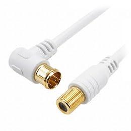 HORIC Antenna Extension Cable 1m White F-Type Female Connector/L-Shaped Plug-In Connector ACF10-671WHX5