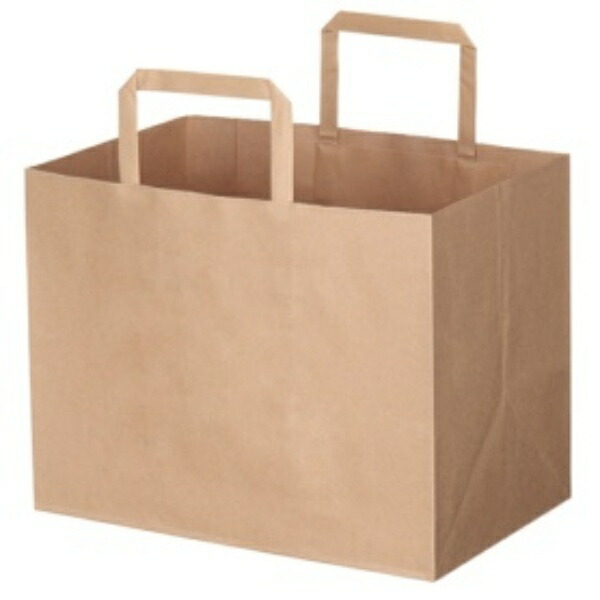 Shimojima Heiko Handle Paper Bag Flat Charm Bag 280-1 Unbleached Kraft 28x18x22cm 50 Sheets