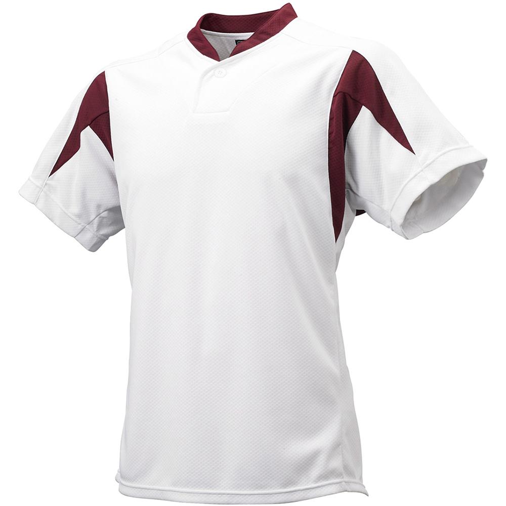 [SSK] Baseball Uniform 1-Button Baseball T-Shirt Men's White × Maroon (1022) Japan S (Equivalent to Japanese Size S)