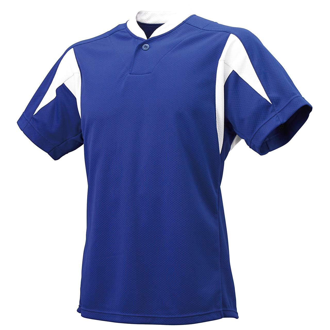 [SSK] Baseball Uniform 1-Button Baseball T-Shirt Men's D Blue × White (6310) Japan S (Equivalent to Japanese Size S)