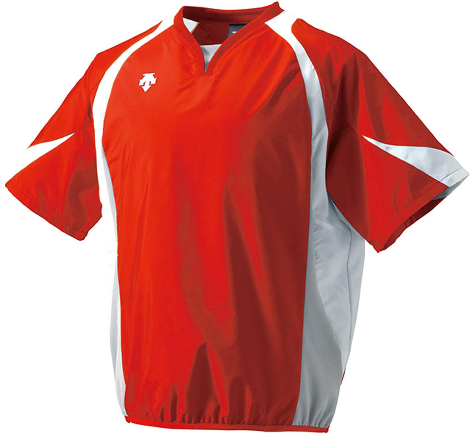 DESCENTE Baseball Practice Wear Short-Sleeve Wind Jacket PJ-321B Men's Red × White × Silver