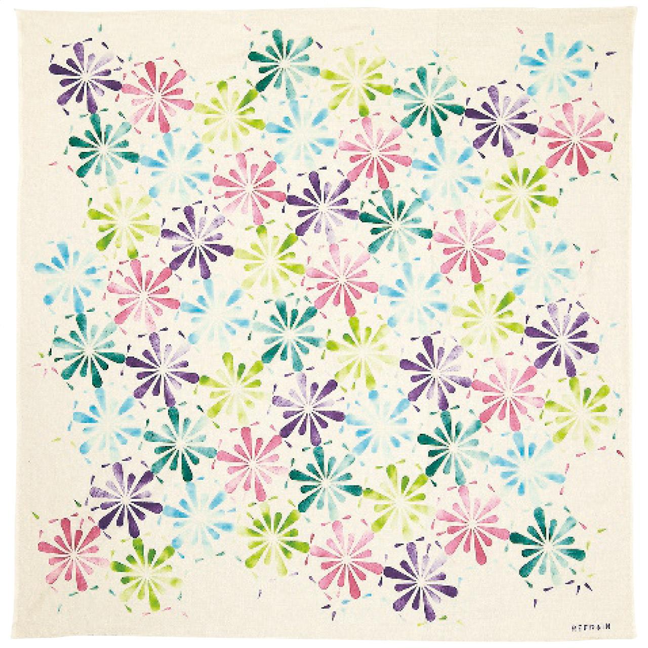 Water-repellent processed furoshiki Cotton furoshiki 110cm Water-repellent processed furoshiki Present Mother's Day gift Also usable as a tablecloth Large furoshiki Big furoshiki Traditional Japanese wrapping cloth REFRAIN series (Kaleidoscope) Approx. 110cm x Approx. 110cm
