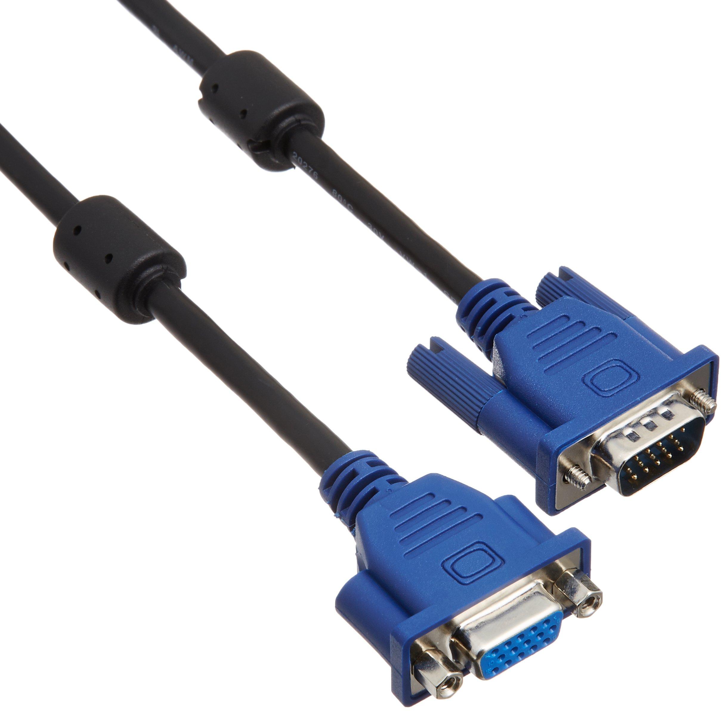 ELECOM Display Extension Cable VGA Male to VGA Female Slim with Ferrite Core 3m Black CAC-E30BK