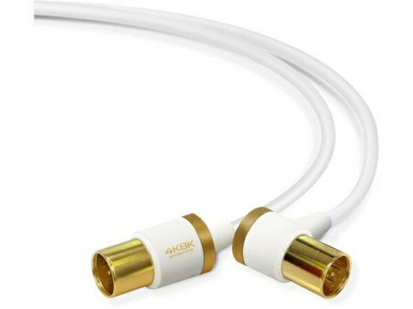 ELECOM Antenna Cable  F-Type Connector  Plug-in L-Shaped - Plug-in Straight  Slim Cable  7.0m  White  DH-ATLS48K70WH