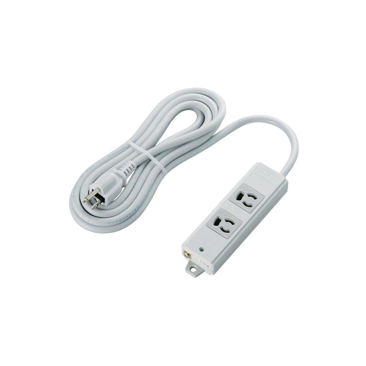 ELECOM Power Strip with Anti-Disconnect Plugs, 2 Outlets, 3P Plugs, Magnetic, 3m, Gray T-WRM3230LG/RS