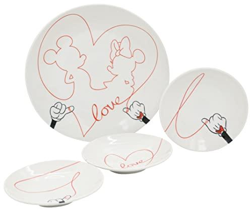 Sango Toki Disney Mickey Mouse Minnie Mouse Tableware Set 4-Piece Plate Set Love Is Made in Japan