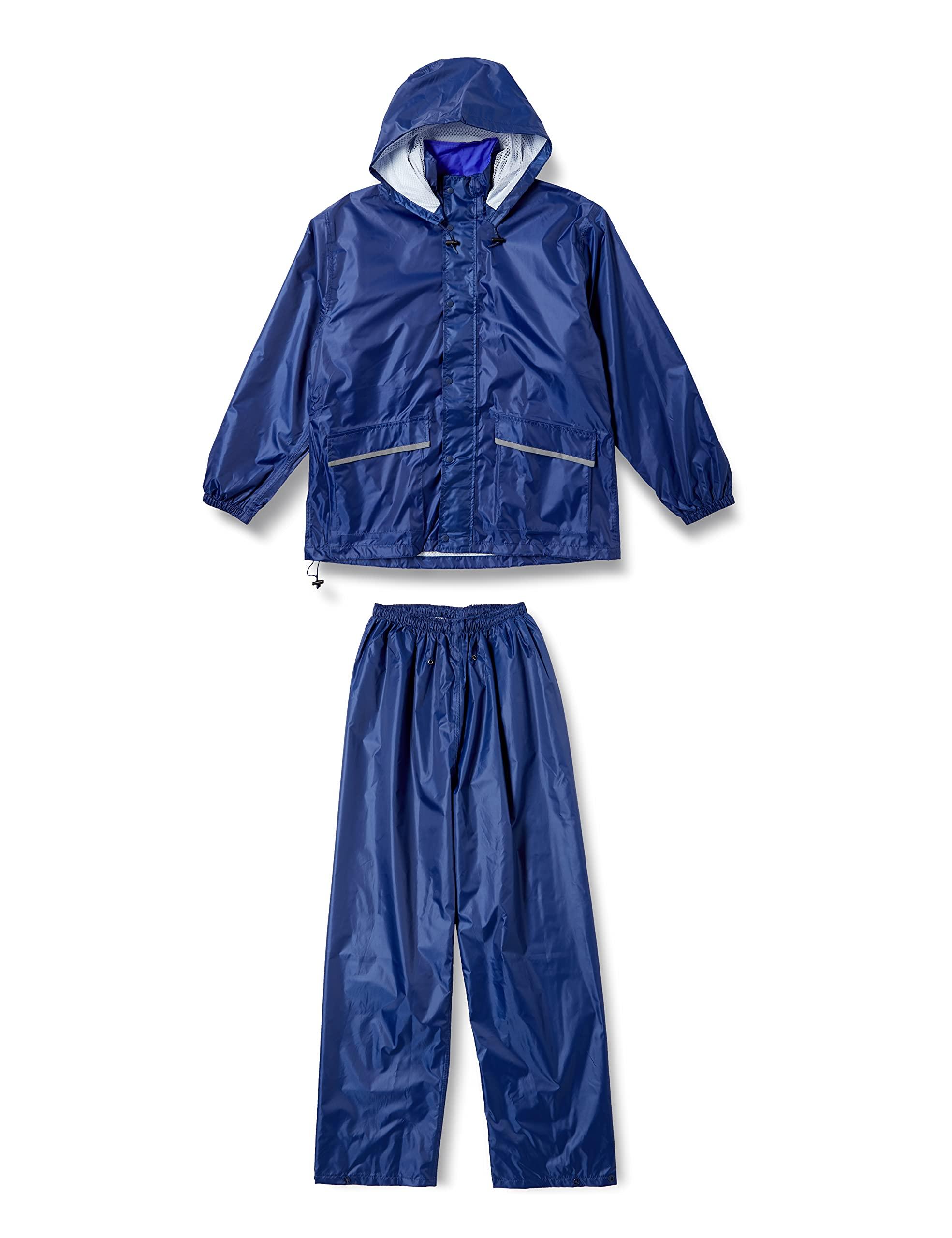 [Winter Cherry] Waterproof Breathable Fully Mesh-Lined Advent Rain Suit Top and Bottom Set Navy M