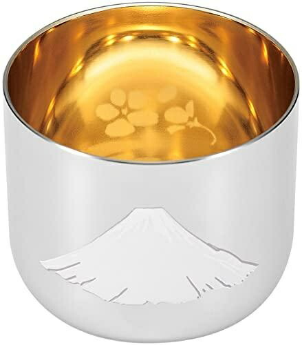 Yokoyama Made in Japan 100ml Temperature-Sensitive Sake Cup Red Fuji Interior Gold Plating (Cherry Blossom Pattern) 1PC Tsubame Craftsmanship EJG-400