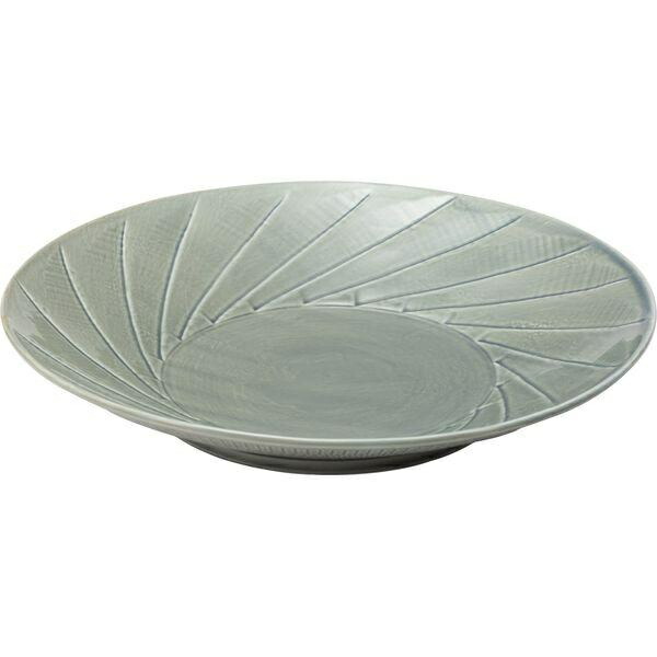 Hasami Ware Isshin Kiln Plate Large Dish 24cm Engraved Pattern Indigo Blue Diagonal Carving Microwave Safe Dishwasher Safe 20274