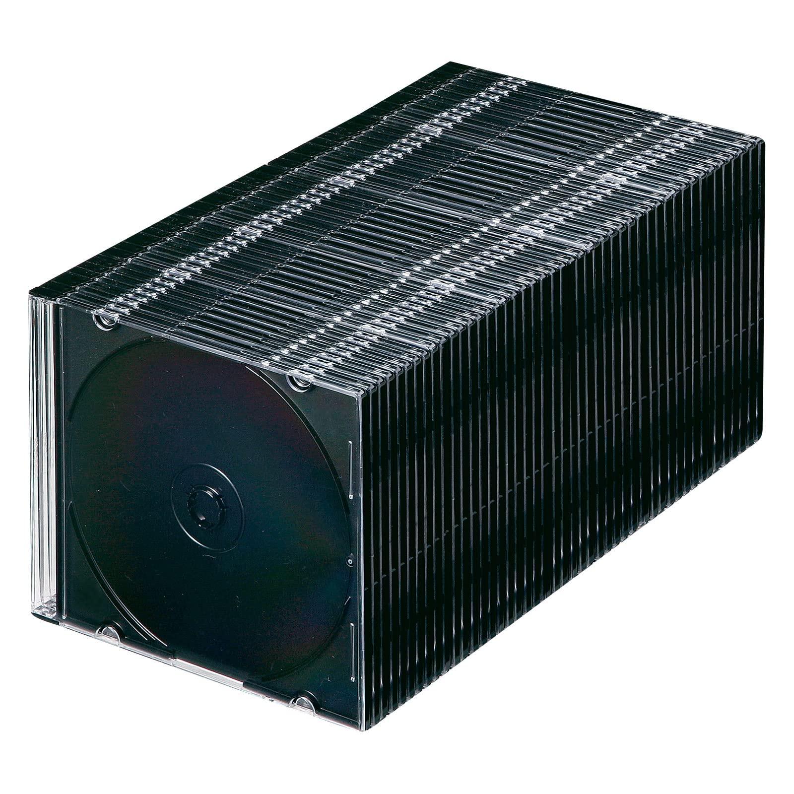 Sanwa Supply Blu-ray/DVD/CD Case (Slim Type, 50-Piece Set, Black) FCD-PU50MBKN2