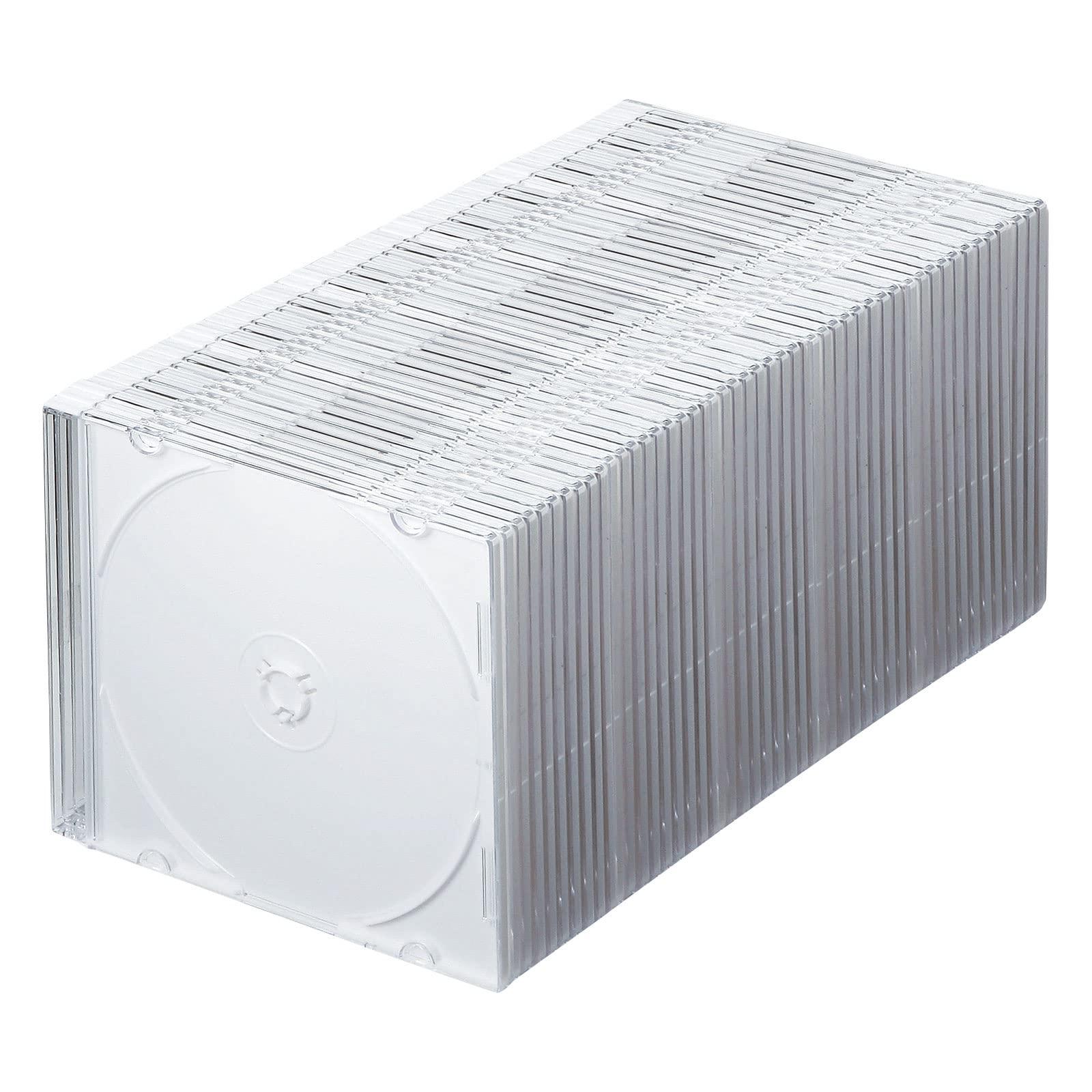 Sanwa Supply Blu-ray/DVD/CD Case (Slim Type, 50-Pack, White) FCD-PU50MWN2