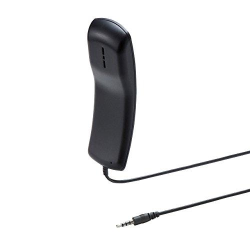 Sanwa Supply Handset Microphone 3.5mm Mini Plug (4-Pole) Receiver-Style Lightweight Black MM-HS405BK