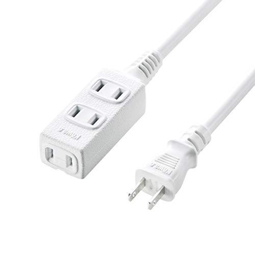 Sanwa Supply Slim Power Extension Cord (2-Pole, 3 Outlets, White, 5m) TAP-EX34-5WN