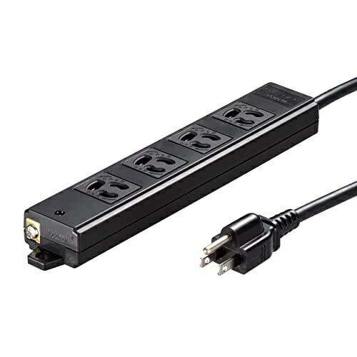 Sanwa Supply Construction Site Tap (3P, 4 Outlets, 1m) TAP-KS4-1BK Black