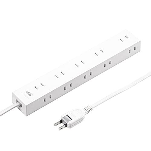 Sanwa Supply Power Strip 10 Outlets・2P (3m) Spacious Layout for Multiple Plugs Powerful Neodymium Magnets Dust Shutters Swing Plugs White TAP-2210-3W