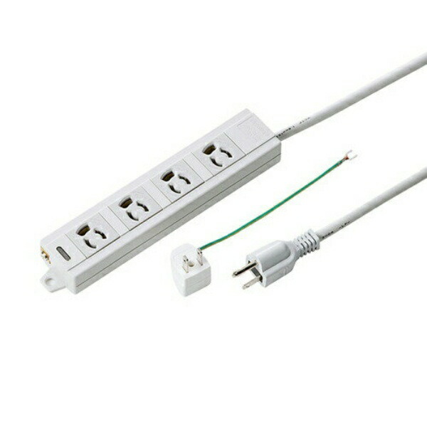 Sanwa Supply Power Strip 3P, 4 Outlets, 3m, with Rear Magnet & 3P→2P Adapter Included TAP-MG341N2-3
