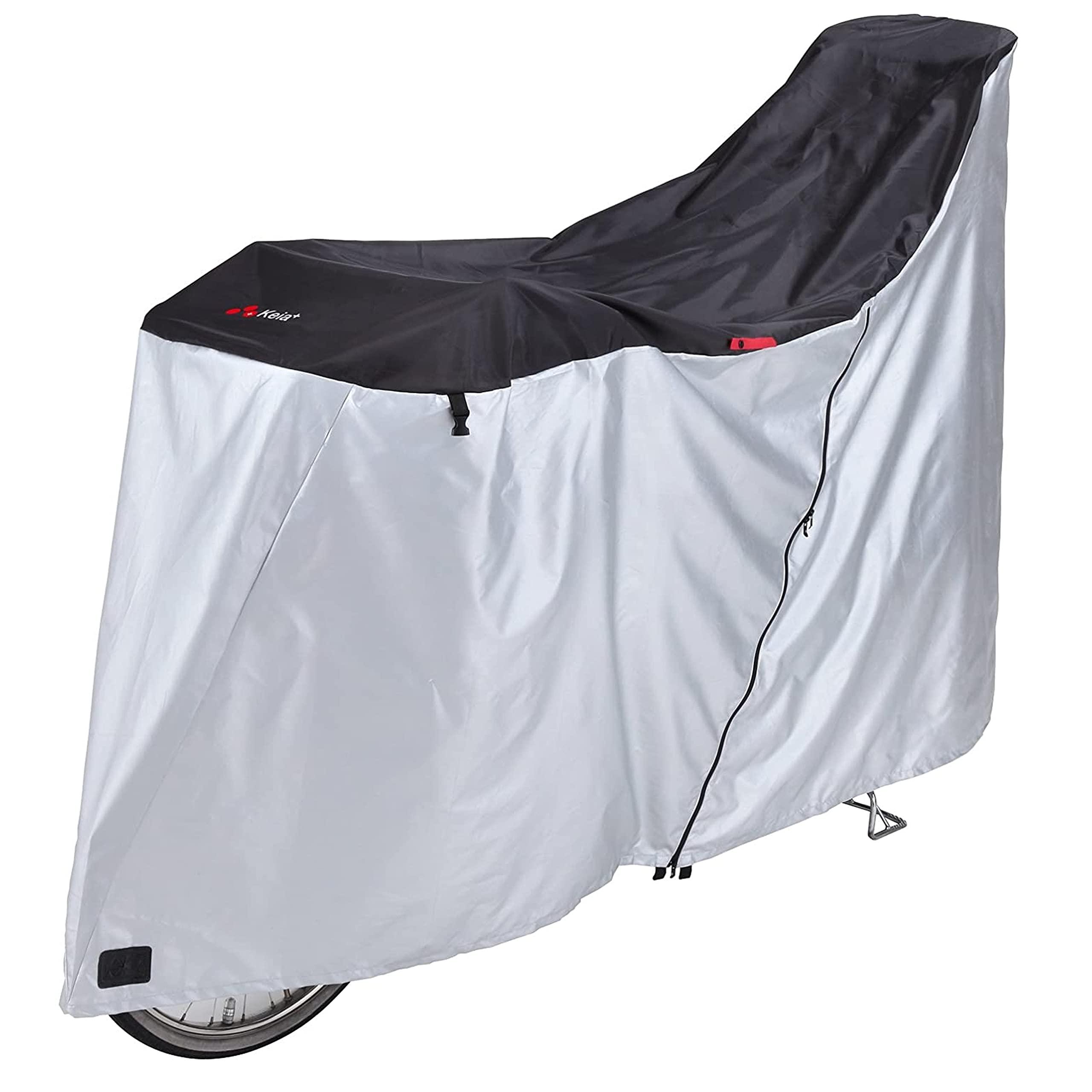 Kawasumi Seisakusyo Bicycle Cycle Cover (Zipper Type for Assist Bikes) KW-389AS/BK LL Size Black/Silver